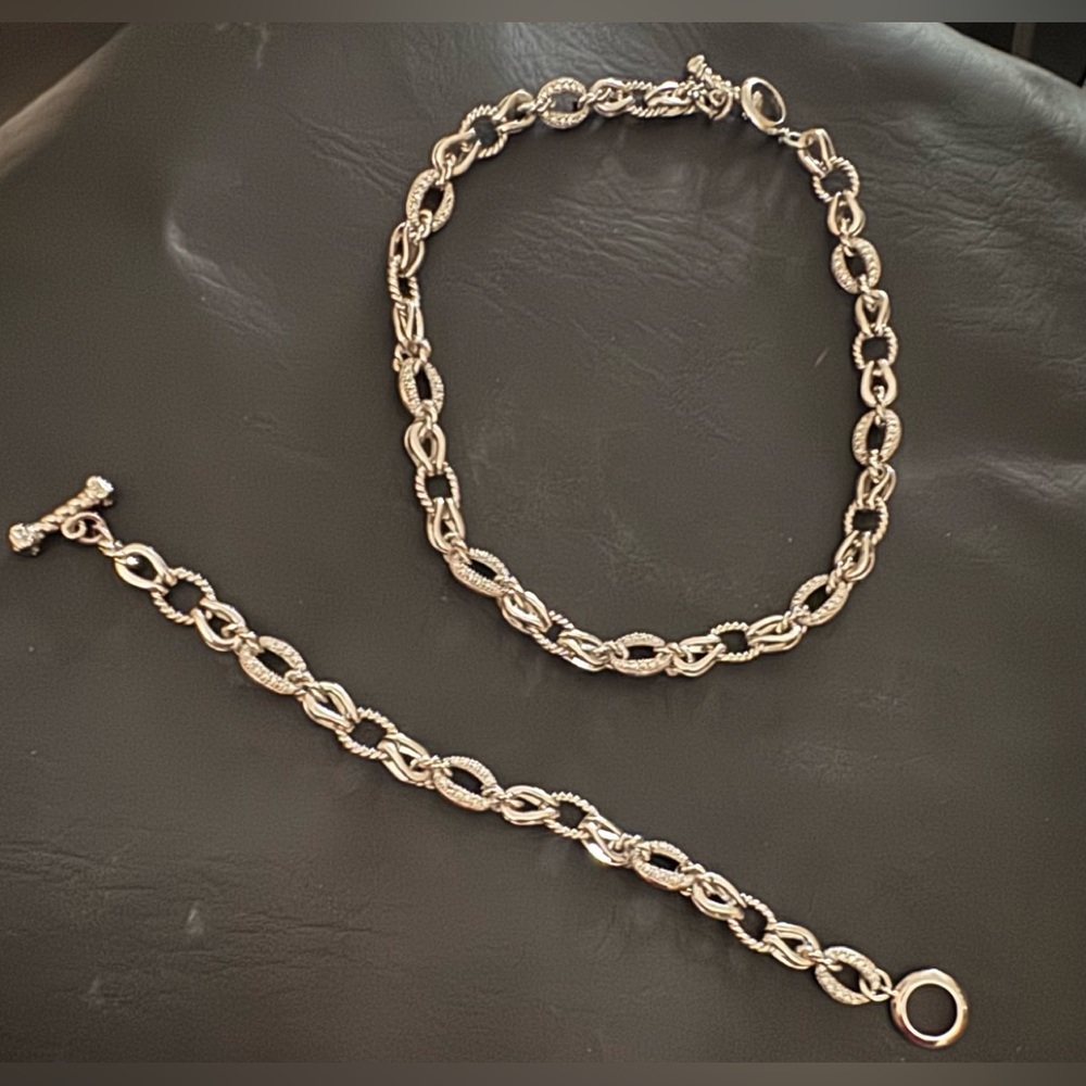 Silver-tone crystal Necklace & Bracelet Set